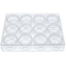 12 latas de piezas pequeñas para piezas de reloj en caja transparente