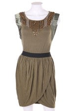 Vestido Colección Luna Joyería Piedras S Verde Oliva Tonos Metálicos NUEVO