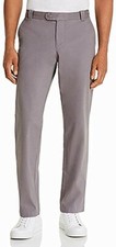 Pantalones de vestir chinos de marca de diseñador nuevos con etiquetas para hombre talla 36X30 calce a medida gris elást
