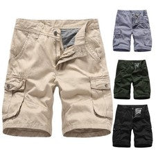 Pantalones Cortos de Carga Chinos Informales Para Hombre Pantalones Sólidos Multi Bolsillos Ropa de Trabajo Pantalones