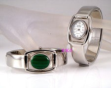 Reloj Brazalete Vintage Deco Plateado Verde Malaquita, Llavero Ágata, Spinner Damas