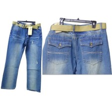 Pantalones de mezclilla con cinturón de pierna recta estilo AGILE AP23576, 33” entrepierna, talla 34