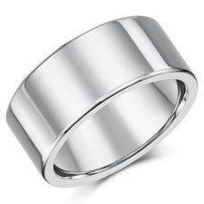 Anillo de compromiso de boda de titanio con forma de cancha plana de 10 mm para hombre