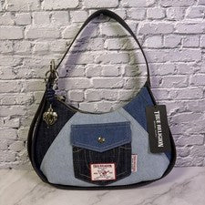 Mini Bolso Baguette de Hombro True Religion Denim Patchwork Herrajes Dorados Nuevo ✅