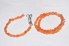 Cornaline Pierre Ensemble joyería plata esterlina 8"" pulsera de 18"" collar ...