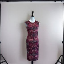 Vestido lápiz Times Paisley para mujer talla 2 nuevo con etiquetas funda sin mangas borgoña