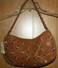 BOLSO MUJER NUEVO MARRÓN NARANJA TACHUELAS DAMAS ADOLESCENTES CADENA MANGO IMITACIÓN CUERO