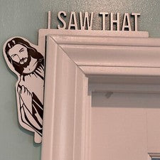 Nuevo marco de puerta I Saw That signo de Jesús puerta de hogar cristiano esquina decoración LK