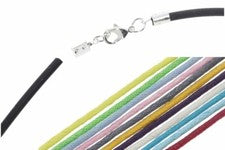 Collar de cinta de algodón Roma 2 mm A199 - selección de colores - mosquetón plata brillante