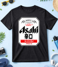 Camiseta Asahi Beer, Japonesa Blanca-Negro Hombre/Mujer K055