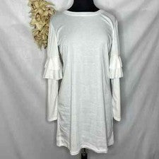 Mini vestido para mujer Stellah blanco manga larga con volantes talla mediana nuevo con etiquetas