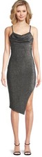 Vestido para mujer Madden NYC acanalado metálico abertura lateral talla XL (15-17)