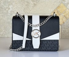 BOLSO BANDOLERA MICHAEL KORS GREENWICH PEQUEÑO HOMBRO SOLAPA MK NEGRO MULTI