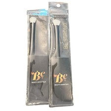 Cepillo de maquillaje Beauty Essentials 2 piezas cepillo de sombra de ojos negro blanco NUEVO