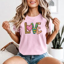 Camiseta Love Heart Leopardo Brillo Mujer Regalo San Valentín
