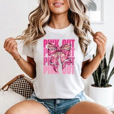 Camiseta Pink Out Bow Event para mujer estilo alegre