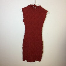 Nuevo con etiquetas Vestido Zara Mini Bodycon Talla S Mujer Rojo Texturizado Sin Mangas Cuello Burlado