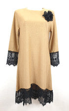 K94) Vestido festivo SWEETISSIMA STEL STYLE Italy DE XL 42 dorado brillante nuevo