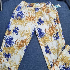 Pantalones Jogger Estampados Frescos de Bel Air Estampado Graffiti Blanco Azul Dorado Grandes Nuevos con Etiquetas