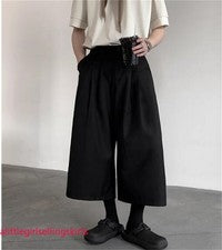 Pantalón holgado harén suelto pierna ancha estilo callejero japonés informal pantalón corto