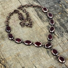 Collar de boda electroformado cadena de cobre granate natural de Mozambique joyería