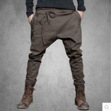 Pantalones Largos de Moda para Hombres Entrepierna Caída Ropa de Calle Informal Harén Hip Hop Pantalones Nuevos