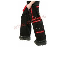"Pantalón Pantalón Hecho a Mano Cadena Gótica Cyber Negro Rojo para Hombre - Moda Adelante"