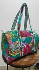 Bolso de Lona Acolchado Algodón Floral Verde Indio Bolsos para Mujer Bolso de Viaje EE. UU.