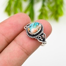 Anillo de plata esterlina 925 con piedras preciosas de ostra espinosa hecho a mano anillo de joyería para regalo