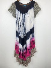 Vestido SB Moda Talla Única Para Mujer Multicolor Tie Dye Manga Corta Nuevo con Etiquetas