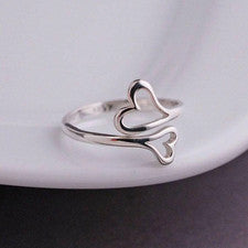 Hermoso anillo de compromiso de plata de ley 925 con corazón joyería regalo para mujer N-83