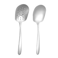 Juego de cucharas de acero inoxidable macizo y ranurado 25,3 cm cabeza cuadrada para