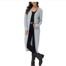 Nuevo con etiquetas Vestido cárdigan plumero Frye para mujer, color gris jaspeado, talla S