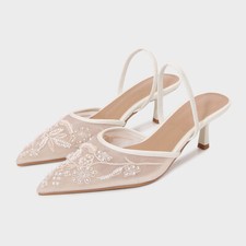 Mujeres Nuevas Correas Bordadas Malla Tacones de Aguja Punta Punta Primavera Zapatos