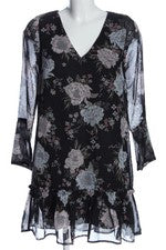 Minivestido H&M Divided estampado floral vestido de verano negro blanco talla 38