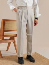 Estilo Italiano Hombres Vestido Formal Cintura Alta Pantalones Largos Pantalones Rectos Primavera Talla