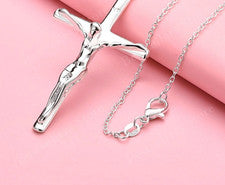 Cadena colgante de plata de ley 925 con cruz de Jesús para mujer hombre