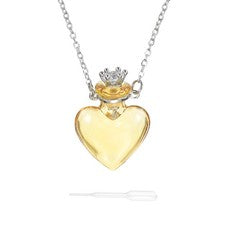 Collar Vial, Acero Inoxidable Vidrio Corazón Perfume Botella 39.5mm, Amarillo