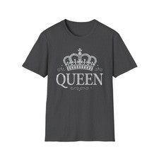 Camiseta para mujer brillante estilo estrás letras corona reina