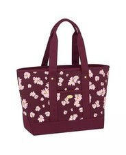 Bolso de Mano Coach Para Mujer Burgendy Floral Comestibles Viaje Playa