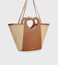 TOTE HEART RAFIA CARAMELO **Nuevo***