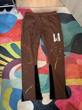 Pantalones de chándal marrón para hombre M bolsillos con cordón logotipo de LA
