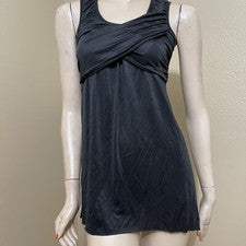 Blusa túnica top plisada elástica de verano informal de poliéster negra para mujer talla M