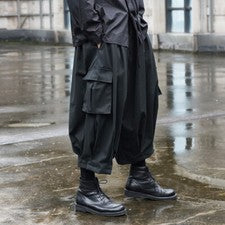 Pantalones cargo para hombre pierna ancha estilo japonés pantalones sueltos de gran tamaño pantalón de bolsillo grande