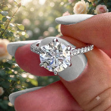 RARO Anillo Solitario Diamante Blanco Redondo Certificado 5.80 Ct Gran Aspecto
