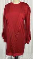 NUEVO CON ETIQUETAS ZARA Rojo Manga Larga Elastizado Cambio Corto Moda Mini Vestido Pequeño S 4 6