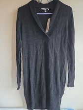 Vestido suéter tejido negro manga larga DKNYC para mujer M nuevo con etiquetas