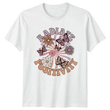 Camiseta Radiate Positivity Mujer Boho Floral Cita Positiva Cumpleaños