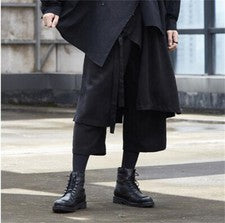 Pantalones informales para hombre estilo Yamamoto pantalones de pierna ancha pantalones de falda culottes japoneses