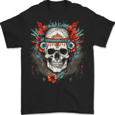 Camiseta de hombre con calavera tribal estilo bohemio 100 % algodón